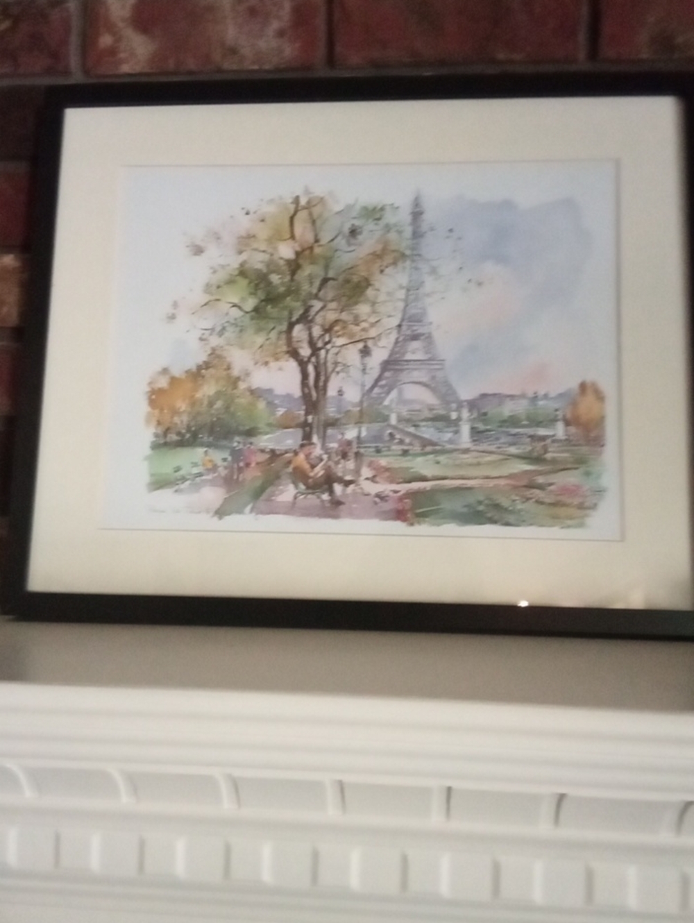 Framed Watercolor Eiffel Tower Paris Signed By Legai Dinan